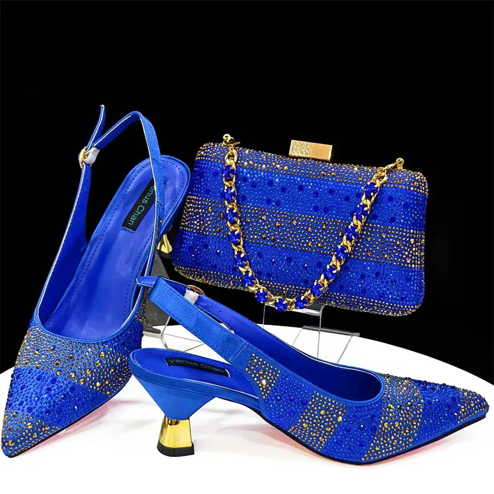 Doershow come Matching Women Shoe and Bag Set Decorated green Nigerian Shoes Italy set HAS115 240615