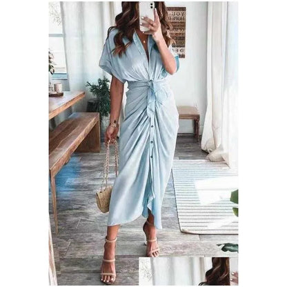 Casual Dresses Retail Women Shirt Designer Commuting Plus Size S3Xl Long Dress Fashion Forged Face Clothing Drop Delivery Apparel Wom Dhkj1