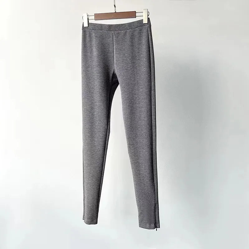 Classic Pants~24 Autumn/Winter Toteme Black Slim Fit Slim Zipper Feet Pants Slim Pencil Pants