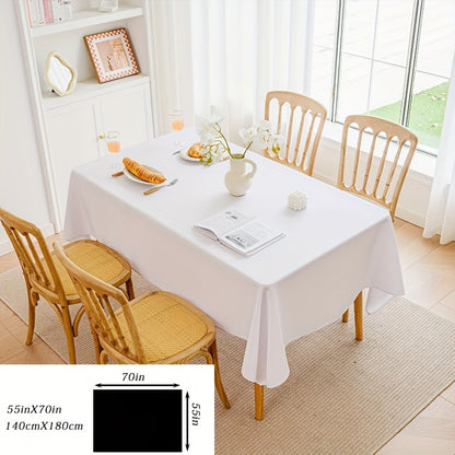 1pc White Plain Fabric Tablecloth - High-Quality Polyester Simple Style Table Cover with Modern Minimalist Design - Perfect for Dining and Coffee Tables