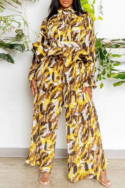 storexq Abstract Print On-trend Peplum Pant Suit