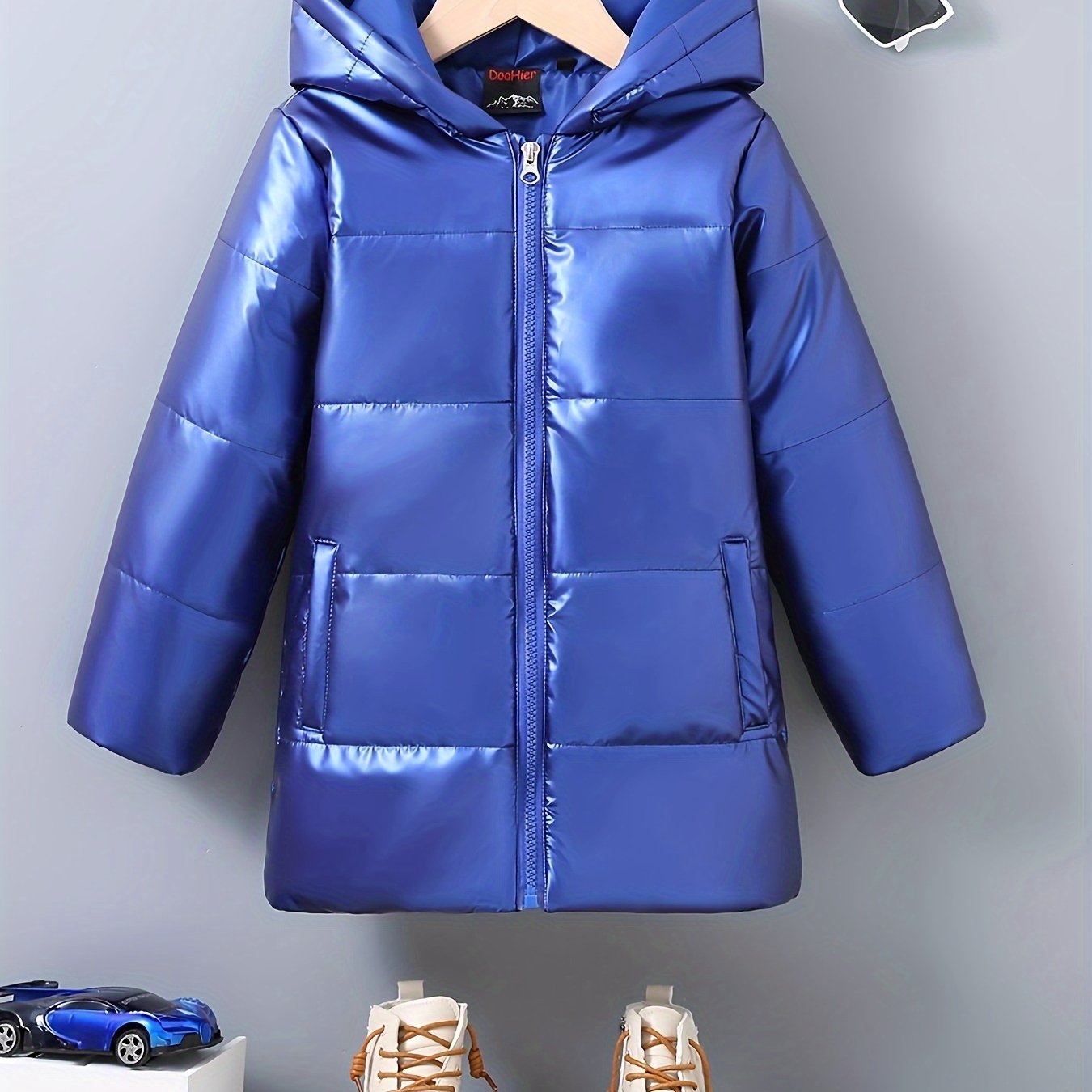 Boy's Windproof Hooded Coat Warm Comfortable Zipper padded Jacket For Winter