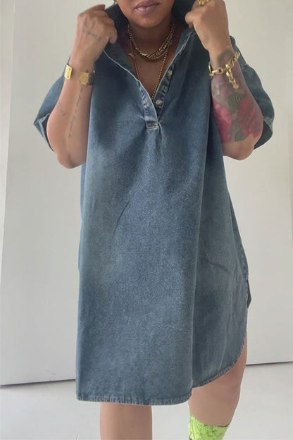 storexq Gradient Laid Back Denim Mini Dress