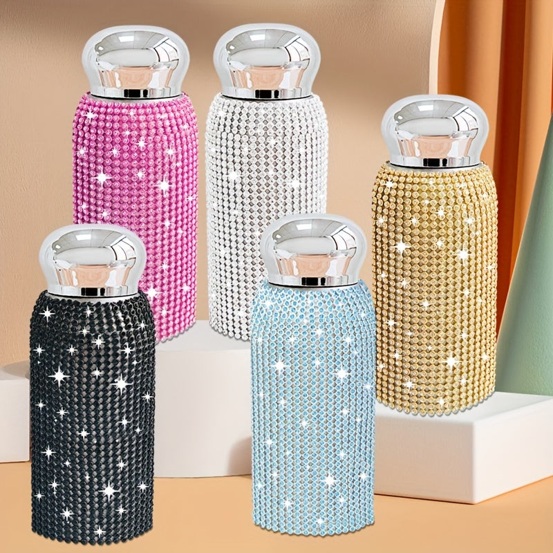 1pc, Sparkling Studded Vacuum Flask, 6oz/8oz Stainless Steel Insulated Water Bottles, Mini Travel Thermal Cups, For Hot And Cold Beverages, Summer Winter Drinkware, Christmas Gifts, Valentine's Day Gifts