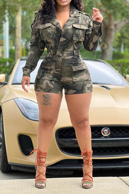 storexq Camouflage Cool Pocket Design Romper