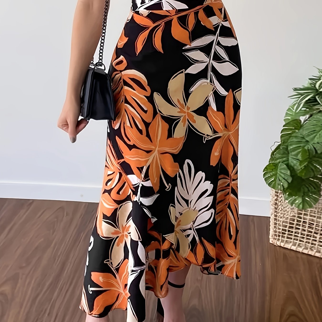 Vibrant Floral Print A-Line Tie High Waist Skirt - Flattering, Flowy, and Comfortable Design for Women - Perfect for Spring and Summer Vacation, Outdoor Activities, and Daily Wear