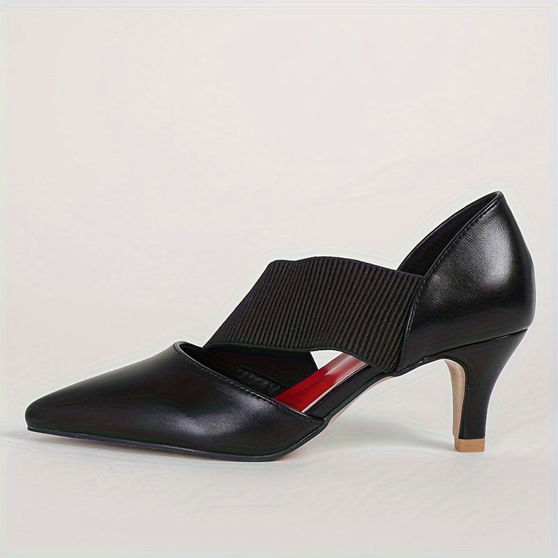 Elegant All-Season D'Orsay Pumps: Women's Cone Heel Pointed Toe High Heels with Slip-On Elastic Band