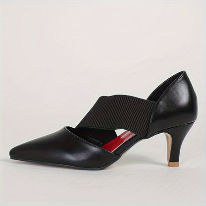 Elegant All-Season D'Orsay Pumps: Women's Cone Heel Pointed Toe High Heels with Slip-On Elastic Band