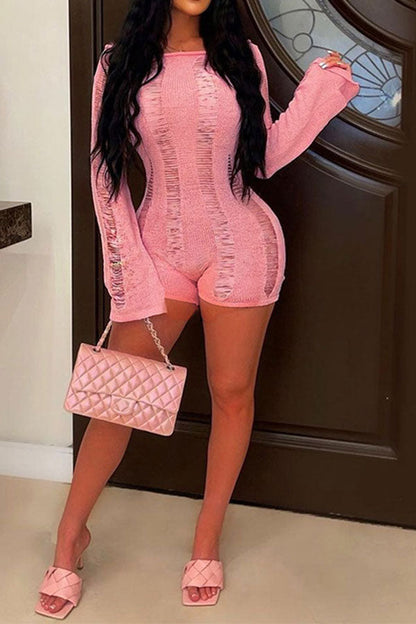 storexq Ripped Smart Open Back Knitted Romper