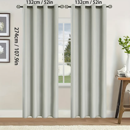 2 Pieces of Stylish Solid Blackout Curtains for Bedroom and Living Room - UV Protection, Easy Sliding, and Contemporary Design