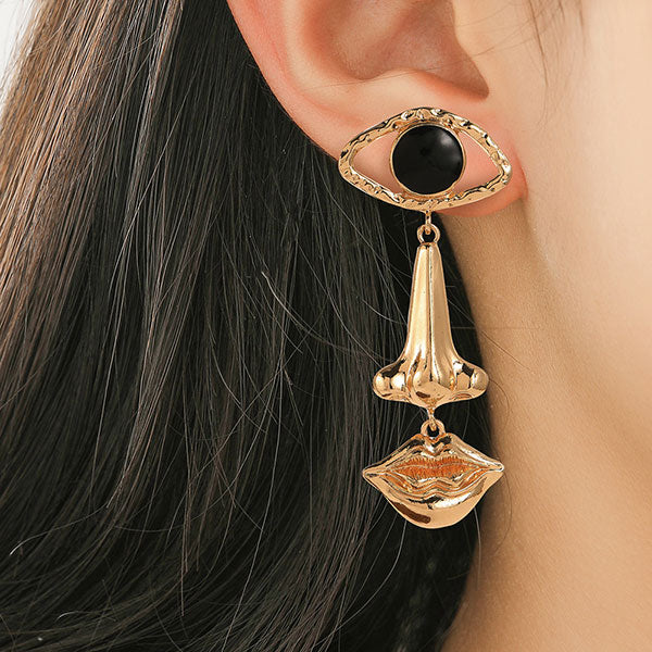 storexq Whimsical Eye & Nose & Lips Multi-layer Drop Earrings