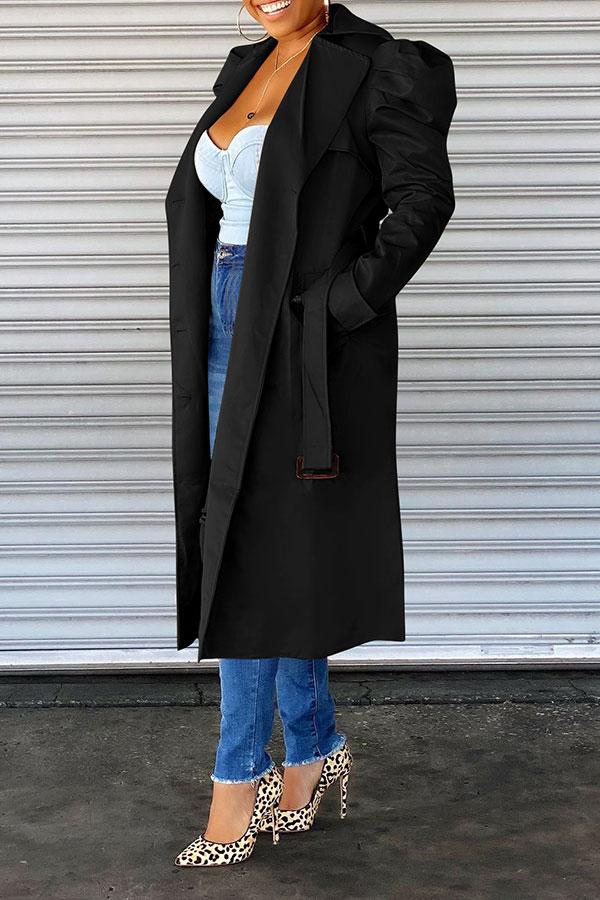 storexq Solid Color Chic Trench Coat