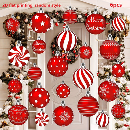 6pcs Vibrant Peppermint Christmas Ornaments - Easy-Hang Outdoor Yard & Lawn Decorations, Festive Candy Designs, Christmas Decor