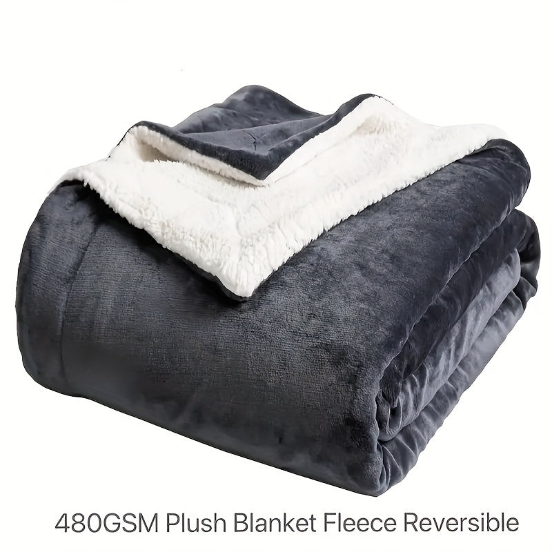 1pc Autumn And Winter Thickened Blanket For Sofa And Bedroom, Thickened Flannel Sherpa Soft Blanket, Thick And Warm Fluffy Blanket, Autumn And Winter Warm Essential