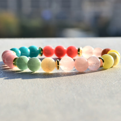 1pc 7 Natural Beads Balance Bracelet with Wish Card - Harmonious Energy, Adjustable Size, Unisex Design - Perfect Gift for Women and Men