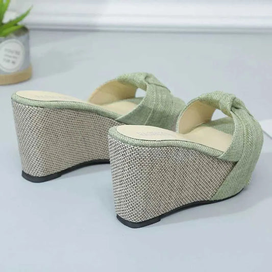 Slippers Womens High Heel Sandals Womens Summer Wedge Platform Shoes Sole Platform High Heel Slippers XW6.5