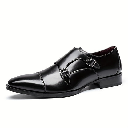 Mens Premium Cap Toe Double Monk Straps Loafers - Luxurious Slip-resistant Dress Shoes for Formal Events, Work, and Special Occasions