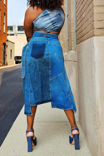 storexq Denim On-trend Asymmetric Skirt