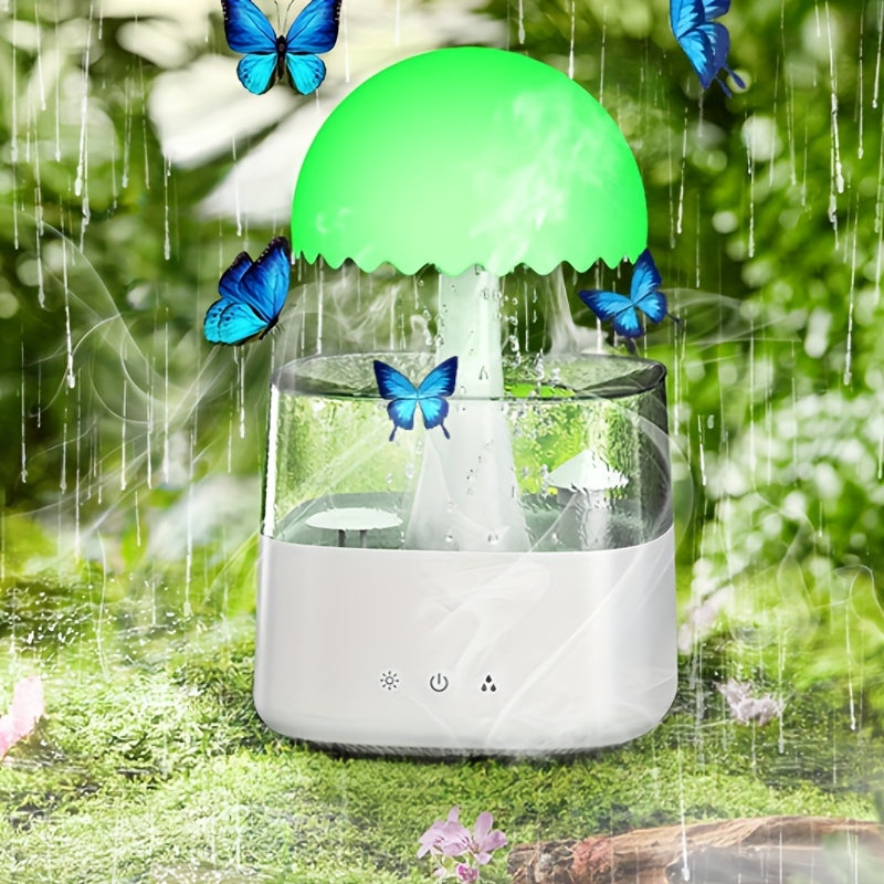 1pc Mushroom-Shaped Aromatherapy Essential Oil Diffuser - 7-Color Rain Cloud Nightlight, 450ml Large Room Humidifier with Rain Drops and Soothing Rain Sound for Sleep Relaxation and Air Purification