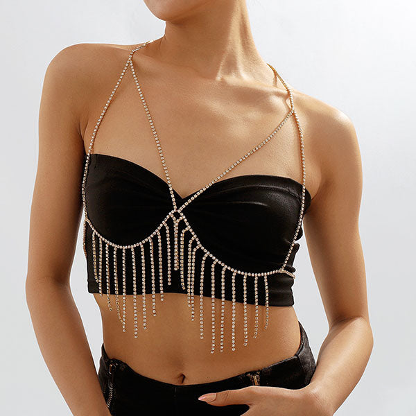 storexq Rhinestone Classic Tassel Bra Chain