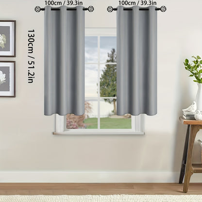 2 Pieces of Stylish Solid Blackout Curtains for Bedroom and Living Room - UV Protection, Easy Sliding, and Contemporary Design