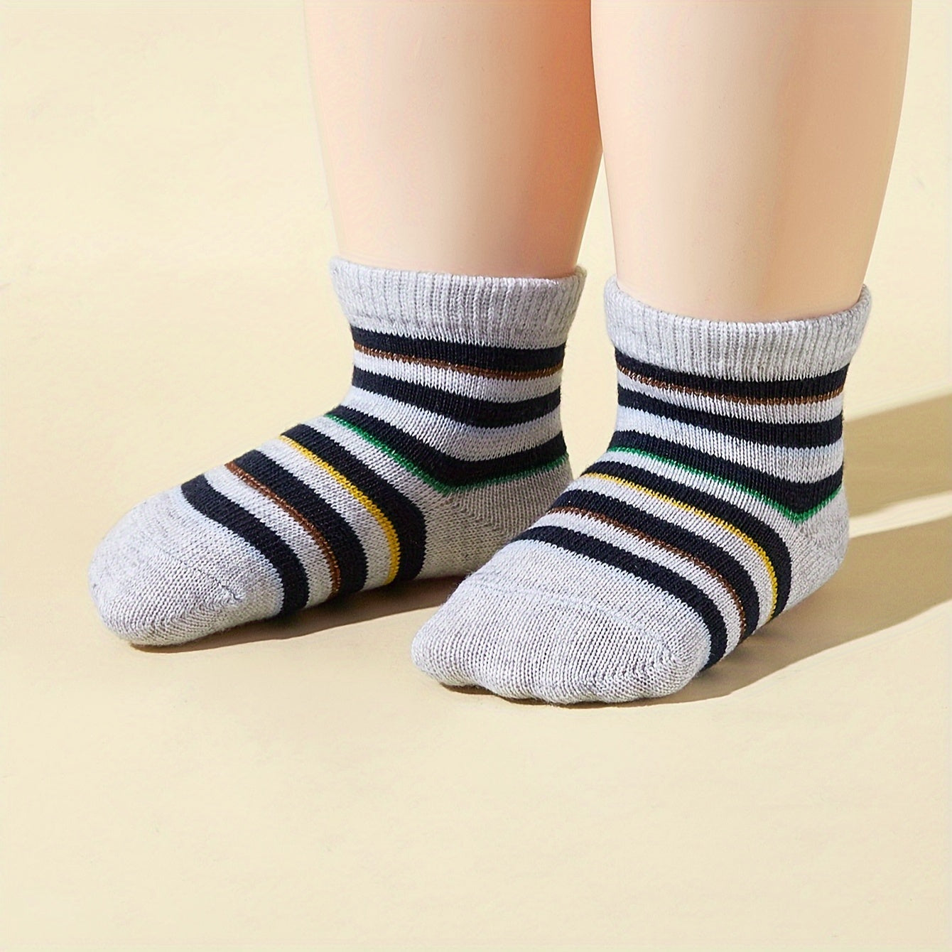 12 Pairs/6 Pairs Of Baby Boy Striped Mid-tube Socks, Simple Four-season Short Socks