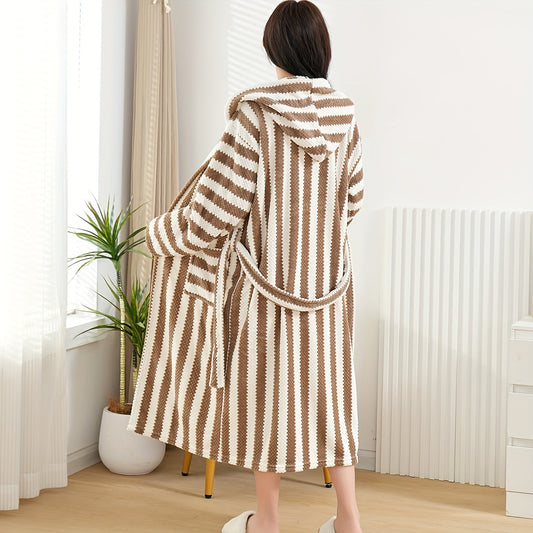 Contemporary Striped Bathrobe: Soft, Warm, and Absorbent - Suitable for All Genders and Sizes