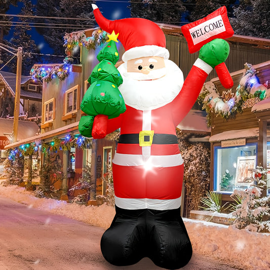 6ft LED-Lit Inflatable Santa Claus Sign - Perfect for Outdoor Garden & Lawn Christmas Decorations, Plug-In Powered