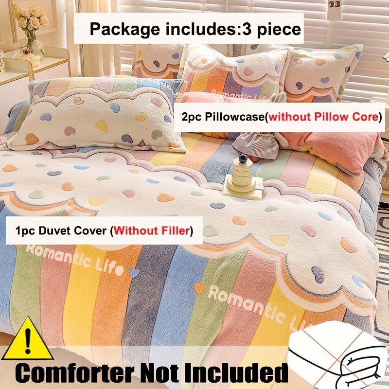 3pcs Thickened Double-Sided Velvet Duvet Cover Set - Soft, Comfortable, and Warm Bedding for Autumn and Winter - Perfect for Bedroom and Guest Room