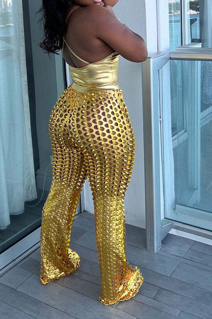 storexq Gilding Party Hollow Out Pant Suit