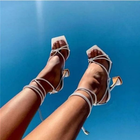 storexq Solid Color Classic Strappy Square Toe Sandals