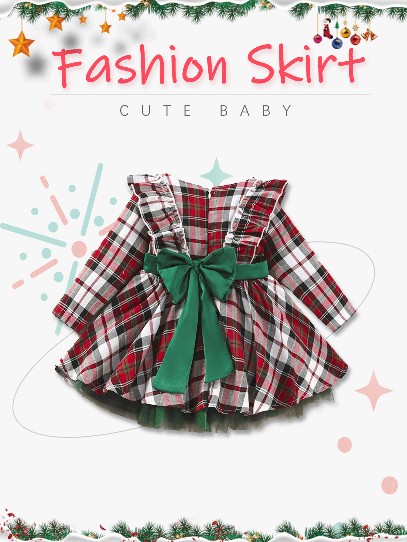 Festive Plaid Bowknot Belted Party Dress for Girls - Christmas and Birthday Occasions, Adjustable Waist, Comfortable Fabric, Elegant Design - Perfect for Holiday Celebrations and Special Events