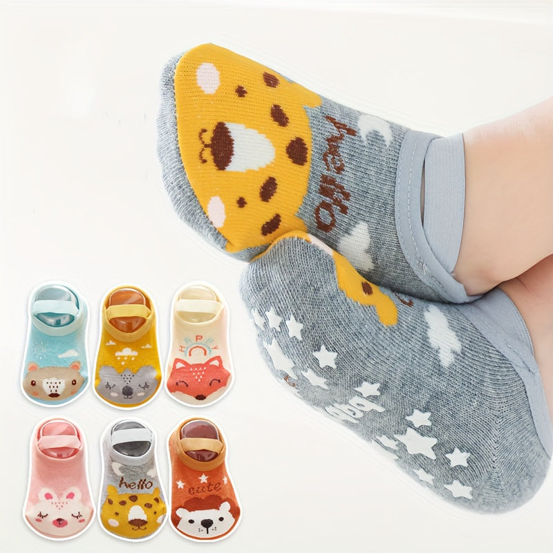 1 Pair Of Toddler's Novelty Cute Floor Socks, Anti-skid Cotton Socks With Dot Glue, Boys Girls Kids Socks For All Seasons Wearing