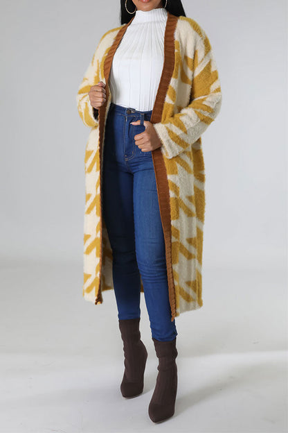 namcoverse Patchwork Houndstooth Feminine Cardigan