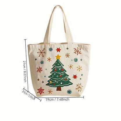 Chic Santa Claus Canvas Tote Bag - Lightweight, Machine Washable, Perfect for Christmas Eve Apple Gifts & Everyday Use, Gift Bag