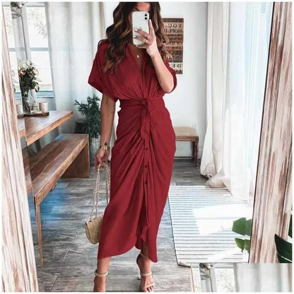 Casual Dresses Retail Women Shirt Designer Commuting Plus Size S3Xl Long Dress Fashion Forged Face Clothing Drop Delivery Apparel Wom Dhkj1