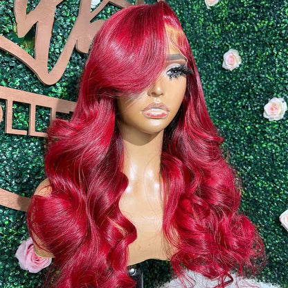 Brazilian Colored Red Burgundy Lace Front Wigs for Women Red 13X4 Body Wave Transparent Lace Frontal Wig Blue/white/purple/green Cosplay