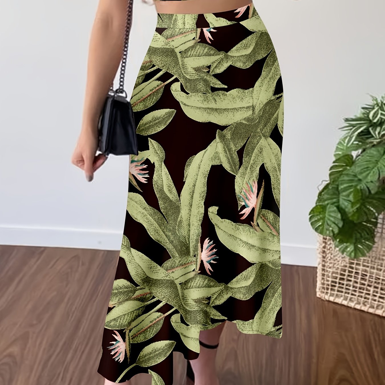 Vibrant Floral Print A-Line Tie High Waist Skirt - Flattering, Flowy, and Comfortable Design for Women - Perfect for Spring and Summer Vacation, Outdoor Activities, and Daily Wear