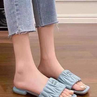 Slippers Summer Style Fashionable Elegant Casual Women's Shoes Solid Color Round Toe Lightweight Flat Heel Open NO:L8