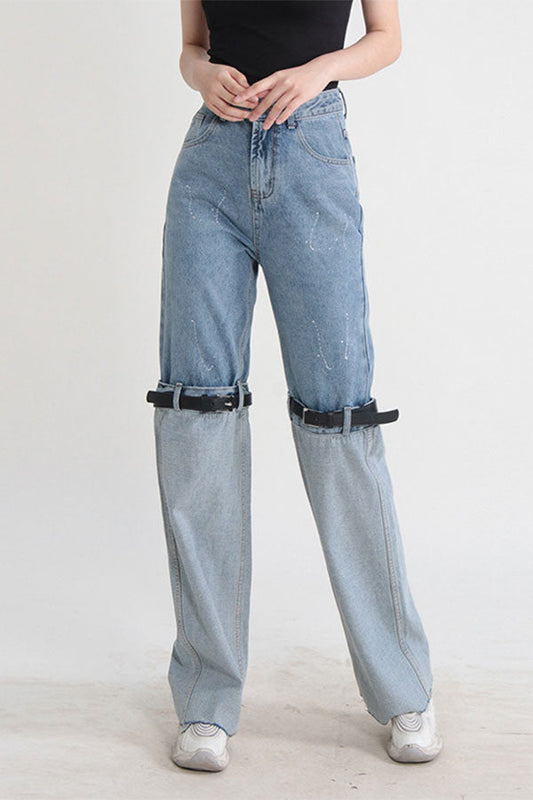 storexq Patchwork Belted Design Modern Jeans