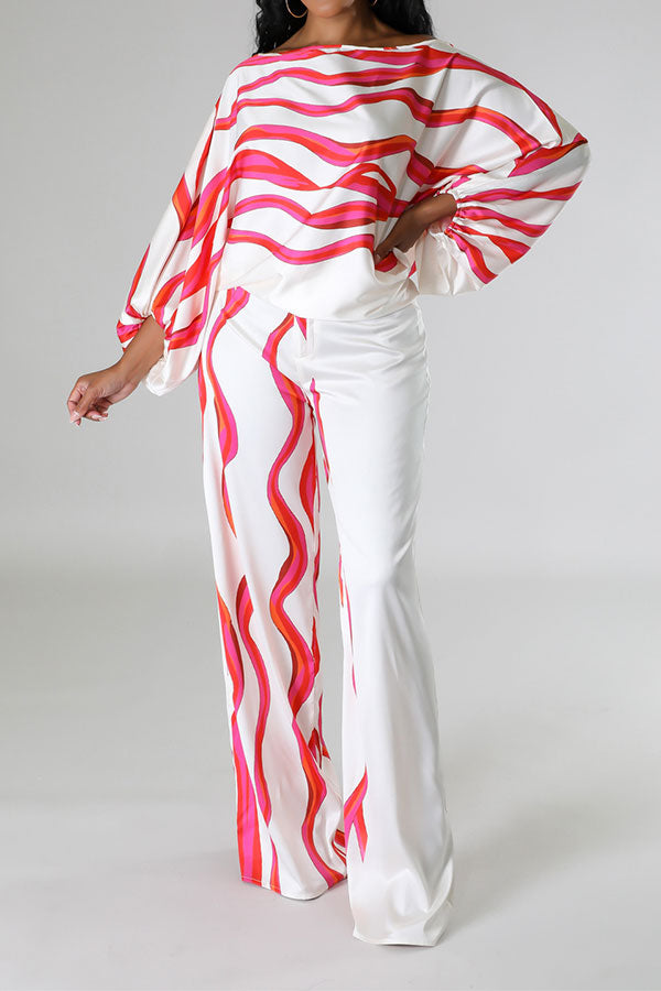 storexq Ripple Print Urban Wide Leg Pant Suit