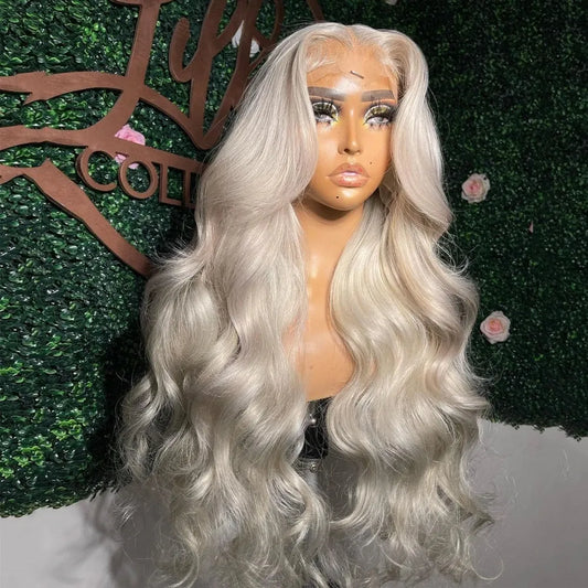 13x4 Transparent Lace Frontal Wig Human Hair Colored Platinum Blonde Wig White #60 Loose Wave HD lace Synthetic Wigs For Women