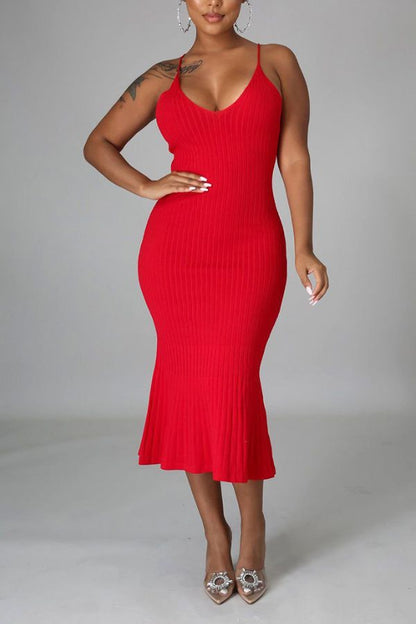 storexq Solid Color Smart Midi Dress