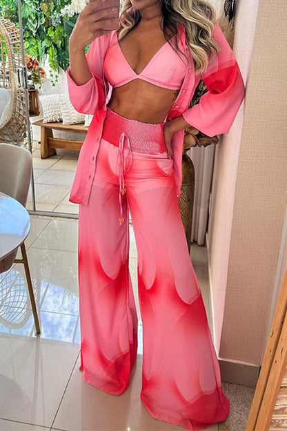 storexq Gradient Relaxed Wide Leg Pant Suits