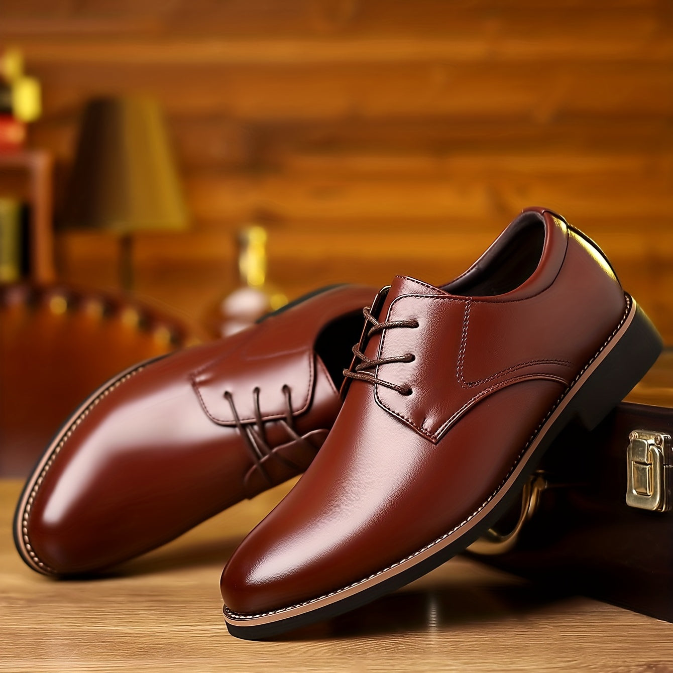 Classic Round Toe Lace-Up Derby Shoes - Premium Wear-Resistant Non-Slip Soles, Breathable Leather Upper, Comfortable Fit for Middle-Aged Men's Formal Occasions, Wedding Party, Business Events