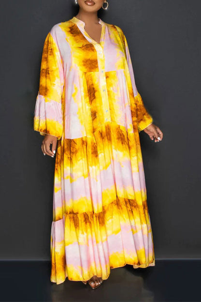 storexq Tie Dye Laid Back Tiered Maxi Dress