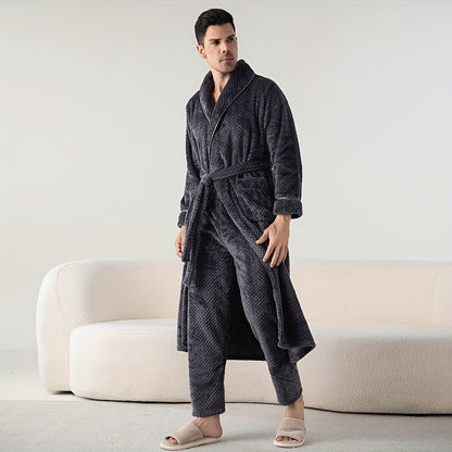 Cozy Flannel Robe Set for Men and Women: Winter Warmth, Extra Thick, Perfect for Couples - Bathrobe Home Wear