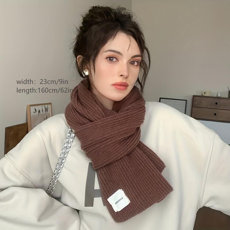 Elegant Solid Color Knit Scarf - Thick, Warm & Windproof for Autumn/Winter | Soft Acrylic