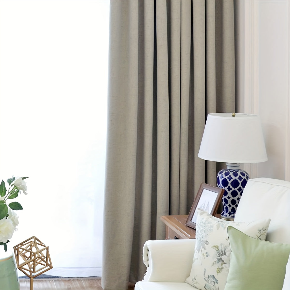 1PC Elegant Blackout Linen Curtain - Thermal Insulation, Light Blocking, Privacy Protection - Perfect for Living Room, Bedroom, Kitchen, Bathroom, Home Decor, Room Decor