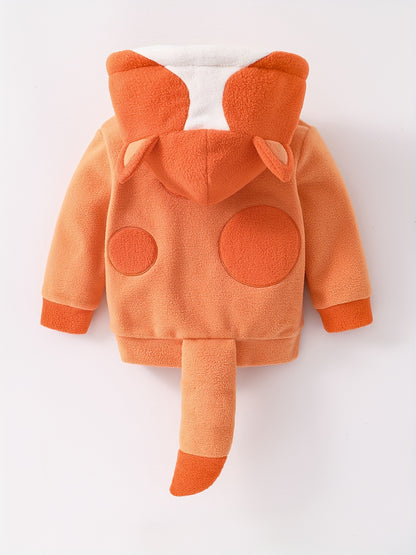 Adorable Polka Dot Hooded Jacket for Babies - Cozy Polyester, Machine Washable, Perfect for Spring/Fall